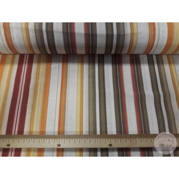 Bordó-narancs-khaki-sárga csíkos dekortextil (ME4712)