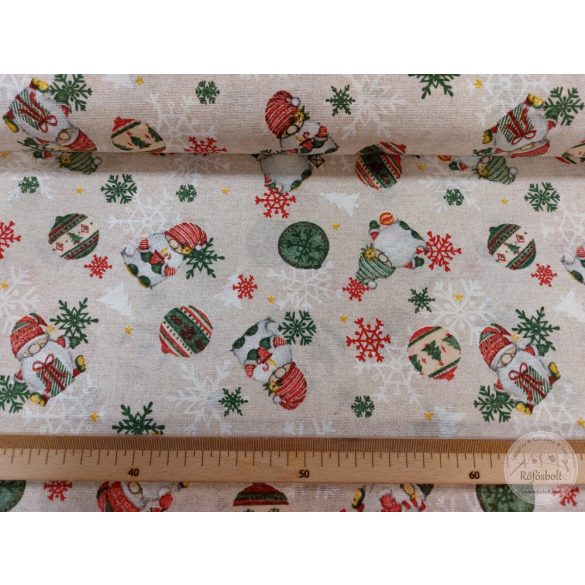 Bézs a. karácsonyi manók, díszek dekortextil (ME4881)