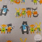 Szürke a. állat barátok, pamutvászon (ME4887)