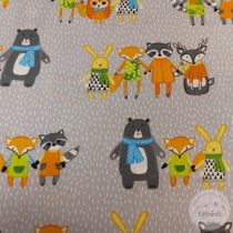 Szürke a. állat barátok, pamutvászon (ME4887)