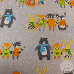 Szürke a. állat barátok, pamutvászon (ME4887)