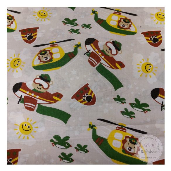 Bézs a. állatok bevetésen, 160 cm sz. pamutvászon (ME4901)