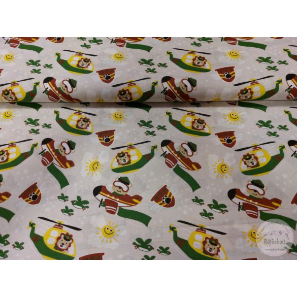 Bézs a. állatok bevetésen, 160 cm sz. pamutvászon (ME4901)