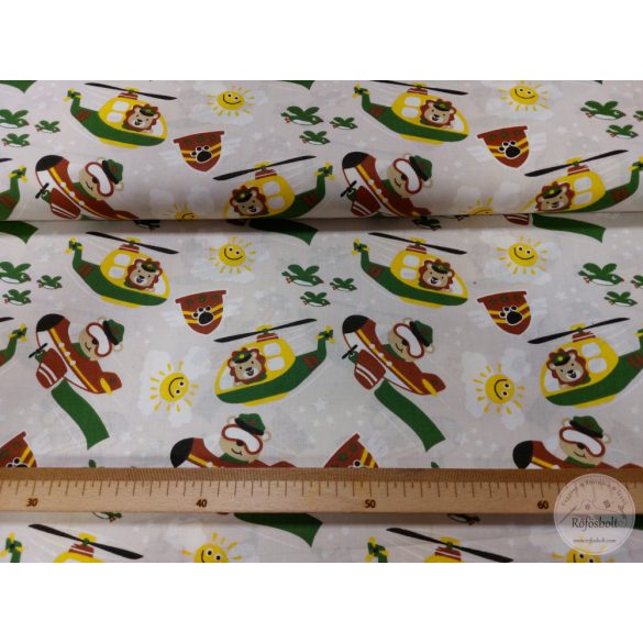 Bézs a. állatok bevetésen, 160 cm sz. pamutvászon (ME4901)