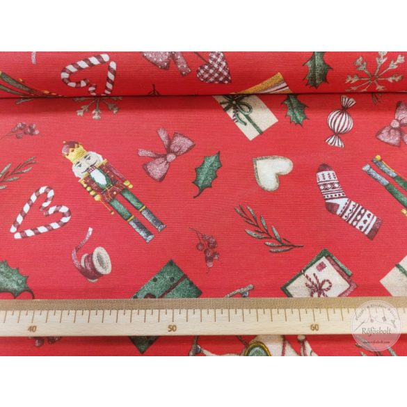 Piros a. diótörők, karácsonyi csomagok dekortextil (ME4913)
