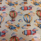   0,95m EGYBEN KÉRHETŐ színes léggömb, léghajó, repülő zöldesszürke alapon, 160 cm. sz. pamutvászon (ME4921)