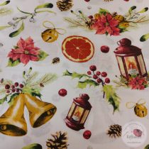   0,28 m EGYBEN KÉRHETŐ Harang-narancs-lámpás 160 cm. sz. karácsonyi pamutvászon (ME4939),