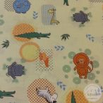 Mosolygó állatok zöld alapon pamutvászon (ME4945)