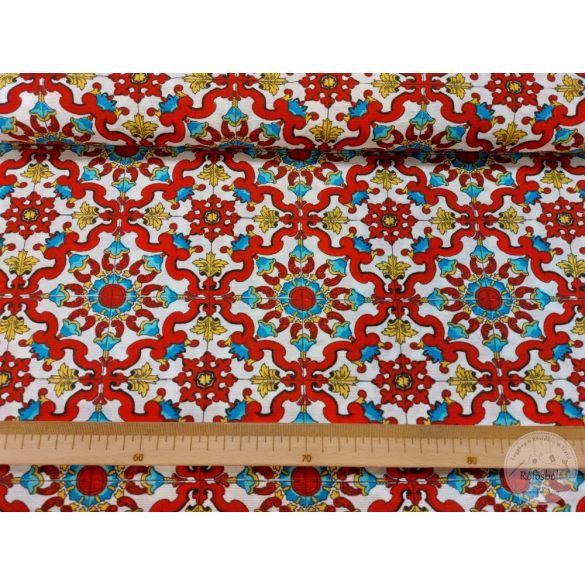 Braga pirosas csempe mintás dekortextil (ME4980)