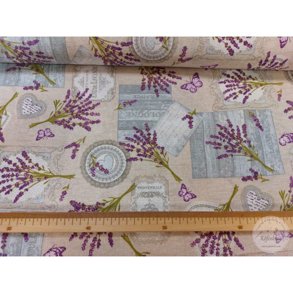 Bézs a. levendula, szürke deszka, táblás dekortextil (ME5018)
