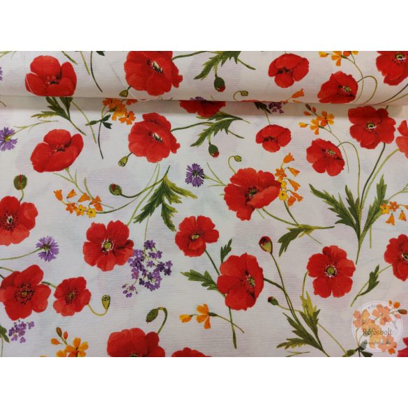 Pipacsmező törtfehér a., dekortextil (ME5054)