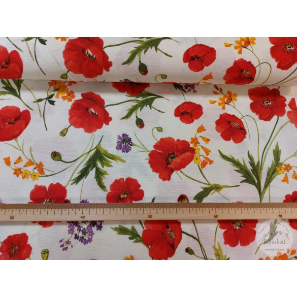 Pipacsmező törtfehér a., dekortextil (ME5054)