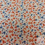   Kék-piros apró virágok fehér alapon pamutvászon (ME5067)