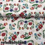 Fehér alapon kalocsai mintás pamutvászon (ME508)