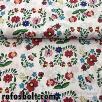 Fehér alapon kalocsai mintás pamutvászon (ME508)