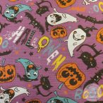 Lila alapon vidám Halloween dekortextil (ME5192)