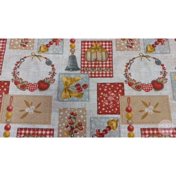 Bézs a.  patchwork karácsonyi dekortextil (ME5194)