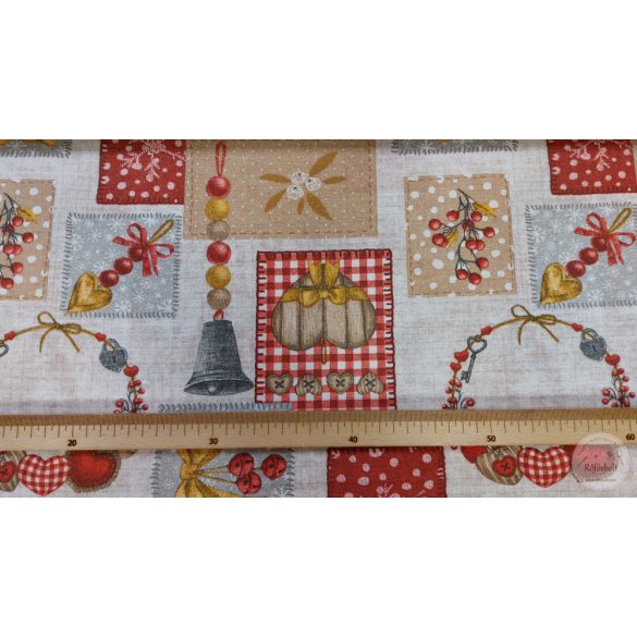 Bézs a.  patchwork karácsonyi dekortextil (ME5194)