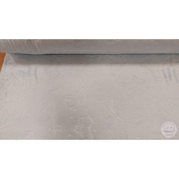 1 m EGYBEN KÉRHETŐ Flannel Fleece: Dombornyomott halványkék, állatos (5218)