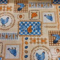   Bézs a. kék-narancs tyúkok, tojások, dekortextil (ME5227)