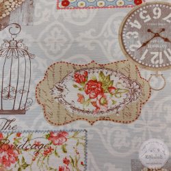 Vintage kalitkás,órás dekortextil (ME5231)