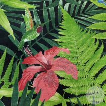 Fekete a. trópusi levelek, virágok, dekortextil (ME5234)