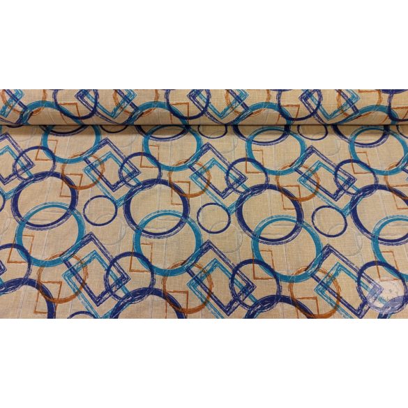 Kék-szürke-barna geometriai formák, dekortextil (ME5249)