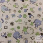 Fehér a. kék-zöld kisállatok pamutvászon (ME5271)