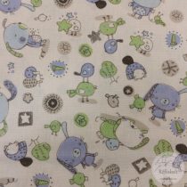 Fehér a. kék-zöld kisállatok pamutvászon (ME5271)