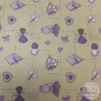   Zöld-pöttyös alapon levendulás, szívecskés pamutvászon (ME5317)