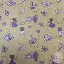   Zöld-pöttyös alapon levendulás, szívecskés pamutvászon (ME5317)