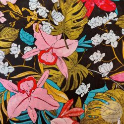 Fekete a. ananász, színes virágos flokon (ME5330)