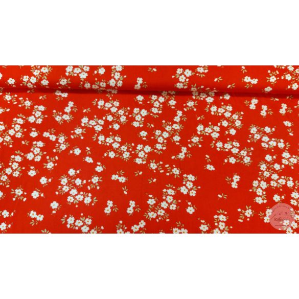 Piros alapon apró fehér virágos flokon (ME5333)
