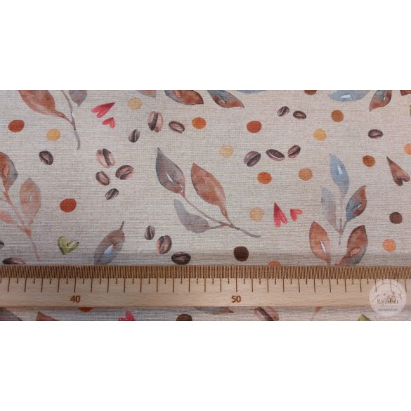 Bézs a. pöttyös, leveles, kávészemes dekortextil (ME5356)