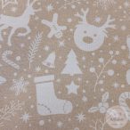 Len színű alapon karácsonyi figurák (ME5372) loneta