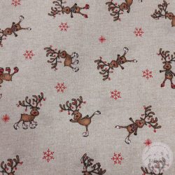 Len színű alapon vicces rénszarvasok (ME5387) loneta