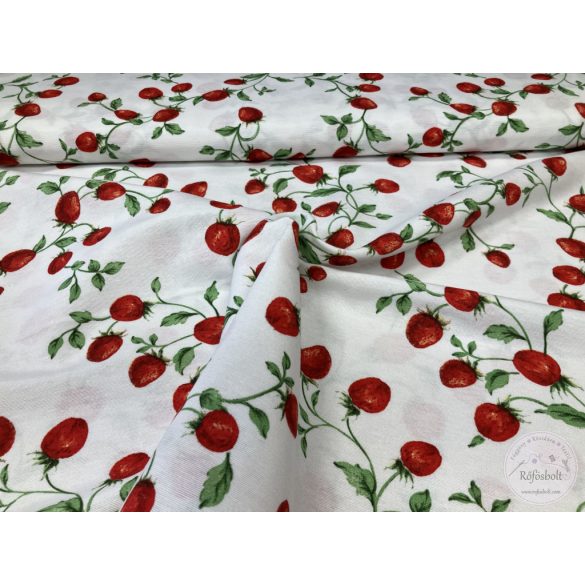 Piszkos fehér alapon ínycsiklandó eprek, dekortextil (ME5449)