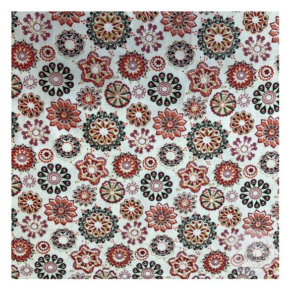 Fehér a. piros-zöld mandala 140 cm (ME5462)