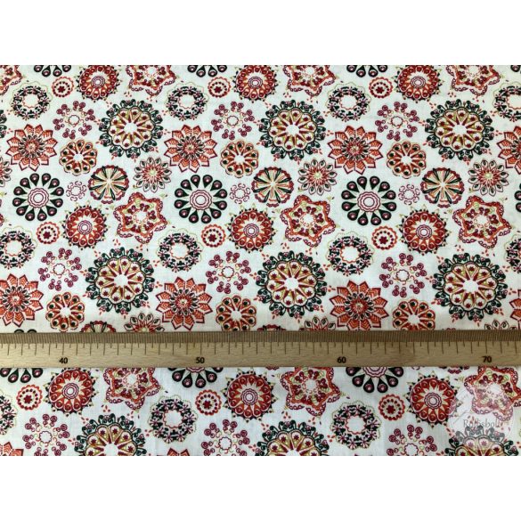 Fehér a. piros-zöld mandala 140 cm (ME5462)