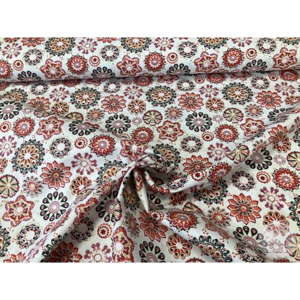 Fehér a. piros-zöld mandala 140 cm (ME5462)