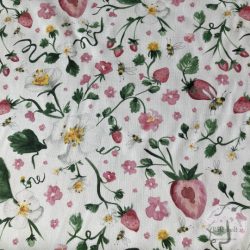   Prémium minőségű, csont színű a. eprek, virágok, méhek 140 cm (ME5484)