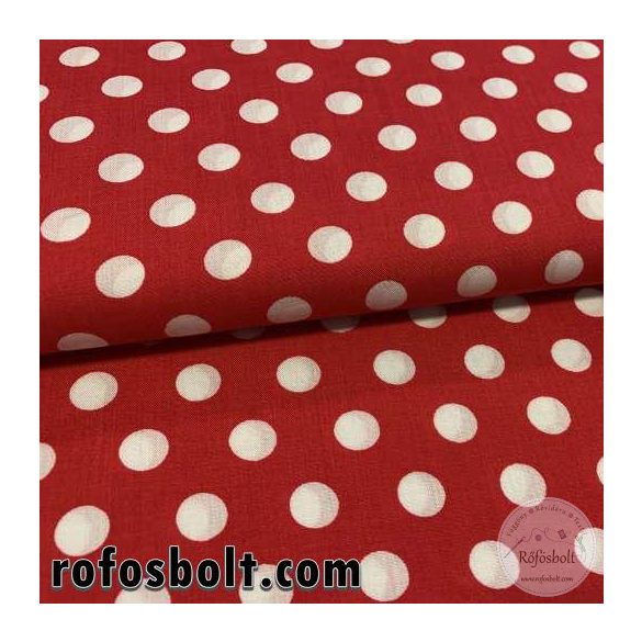 Piros alapon fehér 1 cm-es pöttyös flokon (viszkóz voile) (ME3914)