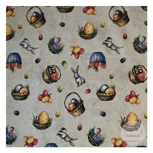 Festett tojásokkal teli kosarak nyuszikkal, dekortextil (ME5500)