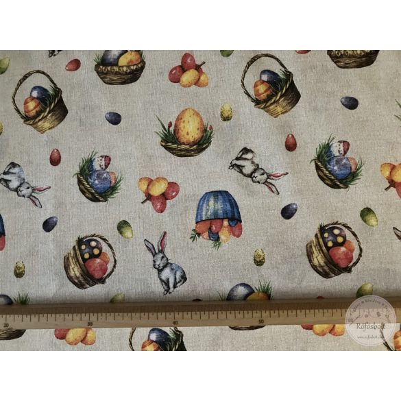 Festett tojásokkal teli kosarak nyuszikkal, dekortextil (ME5500)