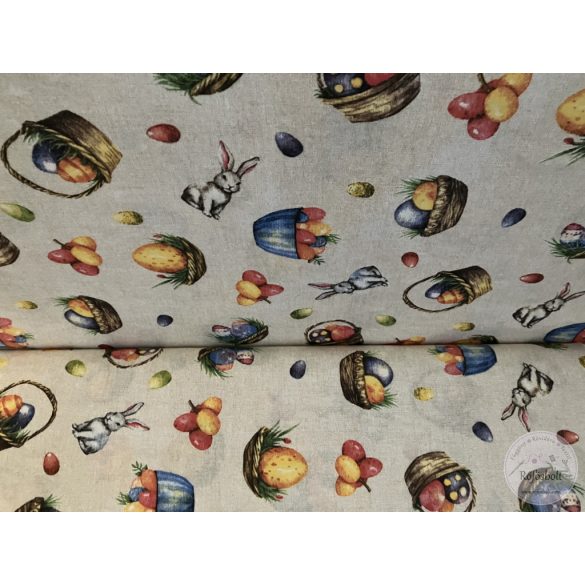 Festett tojásokkal teli kosarak nyuszikkal, dekortextil (ME5500)
