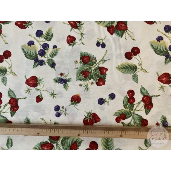 Vaj alapon áfonya, cseresznye, eper, dekortextil (ME5521)