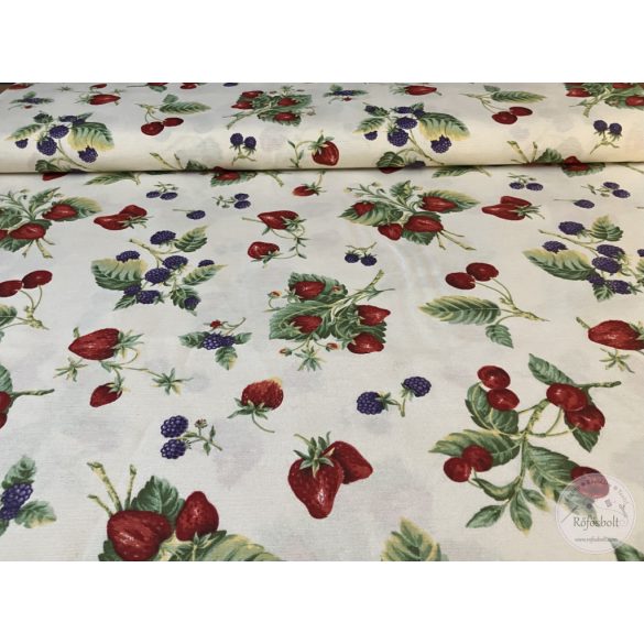Vaj alapon áfonya, cseresznye, eper, dekortextil (ME5521)