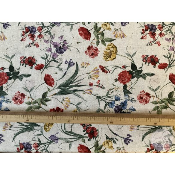 Nyári rét virágai bézs alapon, dekortextil (ME5522)