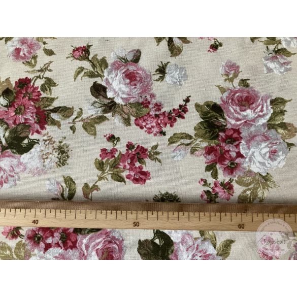 Drappos alapon angol rózsás dekortextil (ME5540)