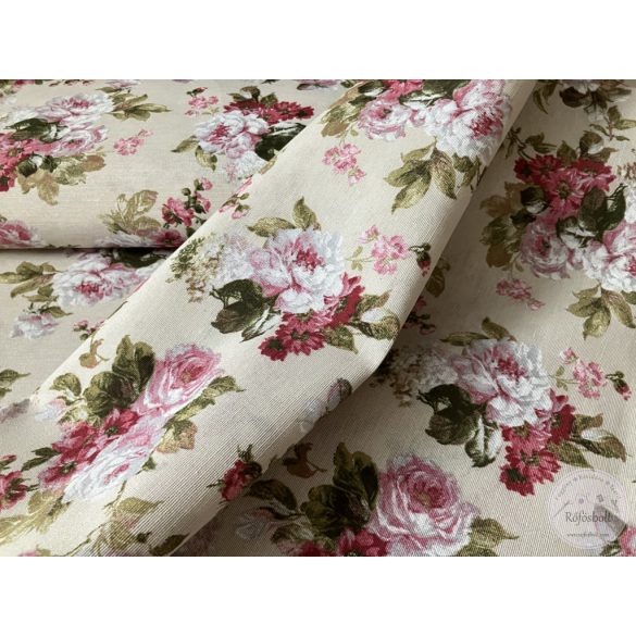 Drappos alapon angol rózsás dekortextil (ME5540)